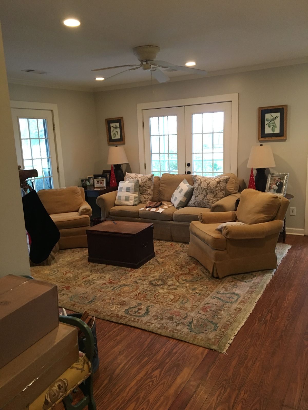 Family living room used as a live video call background